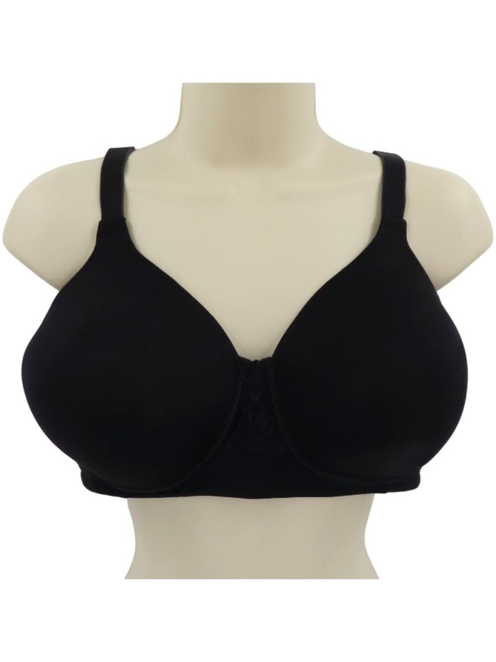 Vanity Fair 38D Bra Full Figure Beauty Back Smoother Wireless Solid Black 71380